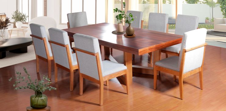Comedor 240 cm Zeus con 8 Sillas Beige