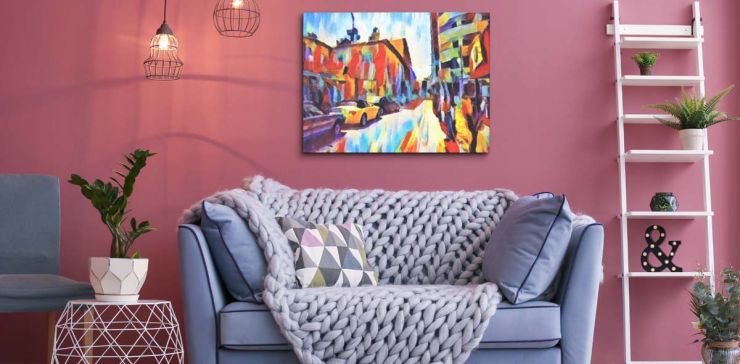 Cuadro 80 x 130 cm Ciudad Vieja Multicolor