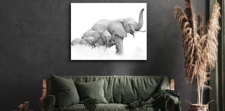 Cuadro 80 x 130 cm Elefantes Africanos Multicolor