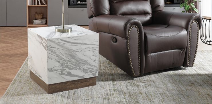 Mesa Lateral Cuadrada Birmania Blanco