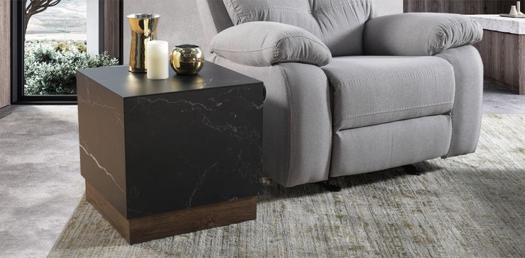 Mesa Lateral Cuadrada Birmania Negro