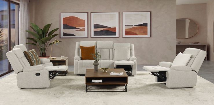 Sala con Reclinables Isabelle Beige 3 Piezas