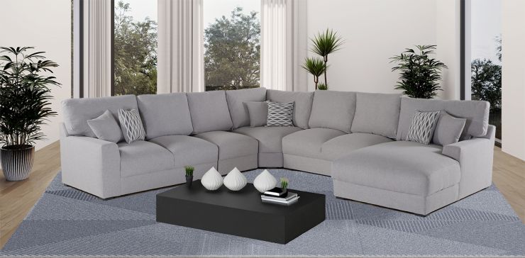 Sala Modular Derecha Amira Gris 5 Piezas