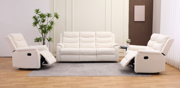 Sala con Reclinables Midori Beige 3 Piezas